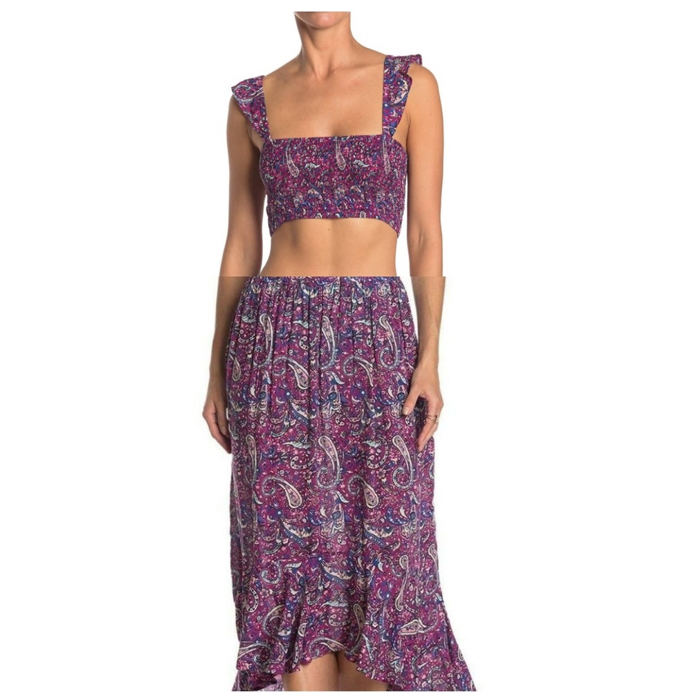 Nanette Lepore Floral Paisley Crop Top & Skirt Set Size M